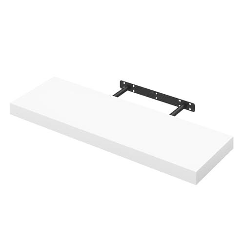 WOLTU Mensola da Muro Rettangolare Scaffale Libreria a Parete Decorazione per Cameretta Ufficio Porta CD/Dvd in Legno Bianco 70cm RG9369ws