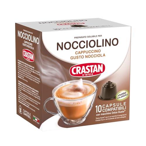 CRASTAN 1870 - Capsule compatibili Dolce Gusto - Nocciolino (Cappuccino al Gusto Nocciola) - 1 Box da 10 - Senza Glutine