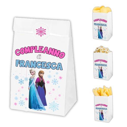 Auguriando 25 Sacchettini Compleanno Bambini Personalizzati Sacchetti Dopo Festa Regalo Personaggi Sacchetto Carta Regali dopofesta Caramelle Alimenti (Frozen)