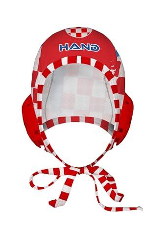 HAND SPORT Cuffia da Pallanuoto, Calottina Pallanuoto, MOD. Storm Whithe & Red Professional, Unisex.