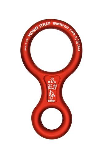 Kong. 8 Classic – Discensore in Alluminio. Controllo Fluido della Discesa. per Corde 9-12mm. Leggero e Resistente. Made in Italy. Certificato EN 15151-2 UIAA. Peso 110g. Rosso