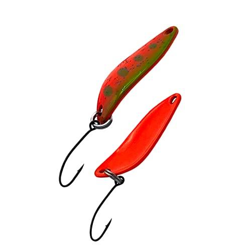 Beast Trota Spoon - 3 g - Trout Fishing Spoon - Pesca UL (rosso, verde - rosso)