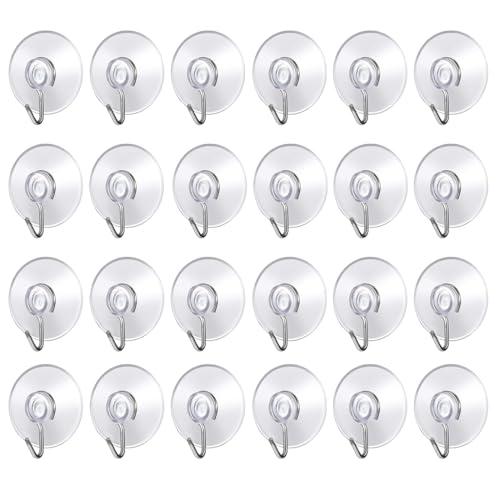 AEKZOX 24 pezzi ventose piccole trasparenti 40mm ganci a ventosa per vetro finestre bagno cucina per decorazioni e ghirlande