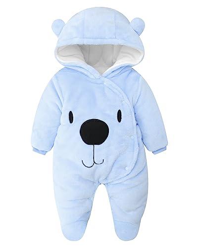 Bambino Pagliaccetto con Cappuccio Flanella Jumpsuit Tute da neve con Piedi Inverno Tutina,3-6 Mesi