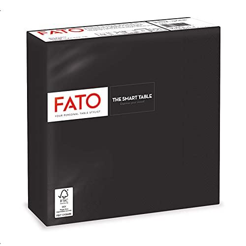 Fato, Tovaglioli di Carta Monouso, Ideali per Pranzi e Buffet Informali, Confezione da 50 tovaglioli, Formato 33x33, Piegati in 4, 2 veli, Colore Nero, Carta 100% Pura Cellulosa, Certificata FSC