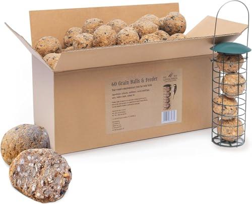 Care4Nature 60 Palline di Grasso per Uccelli Selvatici con Mangiatoia - Palla di Grasso per Uccellini da Esterno - Ingredienti Naturali e Alto Valore Nutritivo - Per l'uso tutto l'anno
