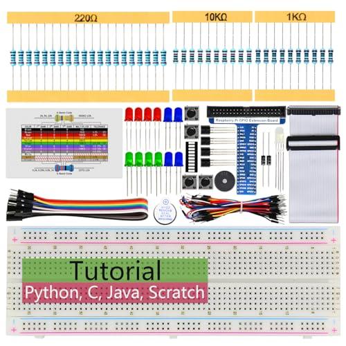 Freenove Basic Starter Kit for Raspberry Pi 5 4 B 3 B+ 400 Zero 2 W, 383-Page Detailed Tutorial, Python C Java Scratch Processing Code, 146 Items, 48 Projects (Raspberry Pi NOT Included)