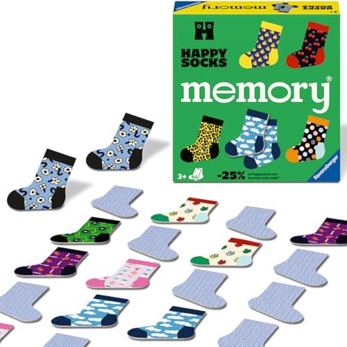 Ravensburger - Memory® Happy Socks, Gioco Da Tavolo, Memory Gioco per Bambini 3 Anni o più, 64 carte, 2 a 8 giocatori, Versione italiana