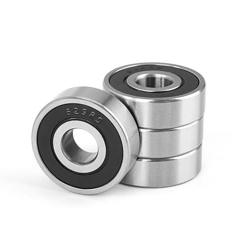 4 Pezzi 629-2RS Cuscinetti a Sfera Sigillati 9x26x8mm, Doppia Guarnizione in Gomma, Acciaio Cromato, Pre-Lubrificati, Gola Profonda in Miniatura per Skateboard, Scooter, Pattini in Linea