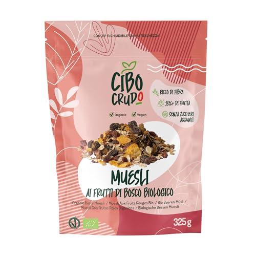 Muesli ai Frutti di Bosco - 325g. Muesli con Fiocchi di Avena e Segale con Frutti Secchi e Frutta Secca/Liofilizzata come Amarene Ribes Fragola e Lampone.