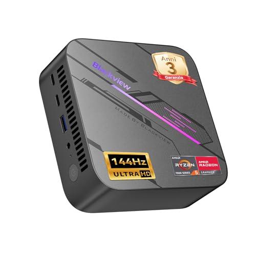 Blackview MP100 Mini PC Ryzen 7430U, 144Hz 4K 3 Display Desktop PC, Radeon Graphics, 16GB RAM 512GB PCIE 3.0, Win 11 Pro, Wi-Fi 6/BT 5.2, 3 anni di garanzia, Mini PC per casa/gioco/ufficio