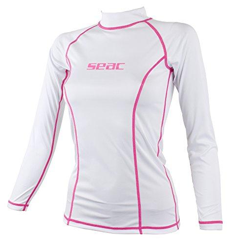 SEAC T-Sun Long Lady, Maglia Protettiva Rash Guard per Snorkeling e Nuoto Anti UV, Bianco, S