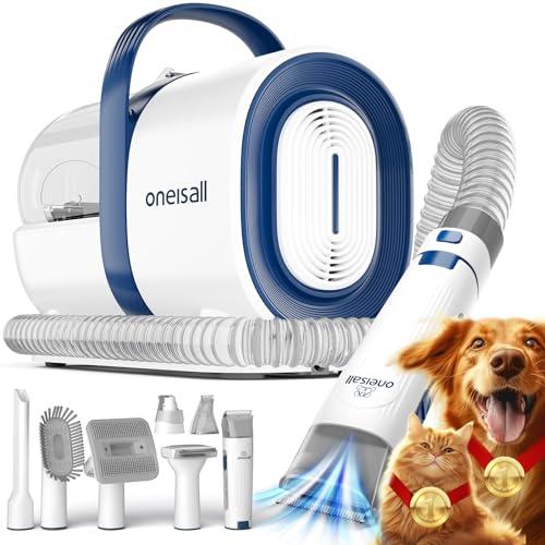 oneisall toelettatura e aspirazione a Vuoto per Animali Domestici, Tosatrice per Cani e Gatto Pelo Lungo Professionale, 7 Strumenti per la toelettatura Per la depilazione di cani e gatti