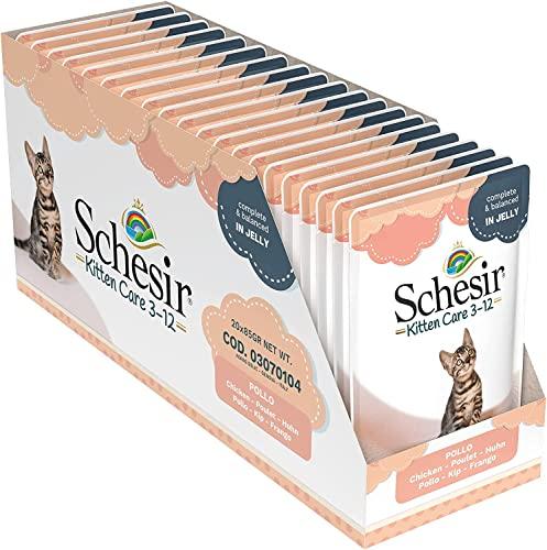 Schesir Cat Jelly Kitten filetto di pollo, cibo umido per gatti in gelatina, 20 sacchetti x 85 g