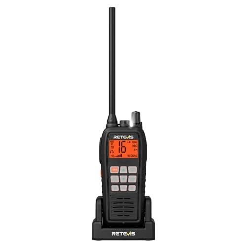Retevis RM15 Vhf Marino, Marine Walkie Talkie Portatile, Galleggiante IP68, 2000 mAh Batteria, Schermo a Due Colori, 88 Canali Radio Bidirezionale con Altoparlante per Barche(Nero, 1 Pz)
