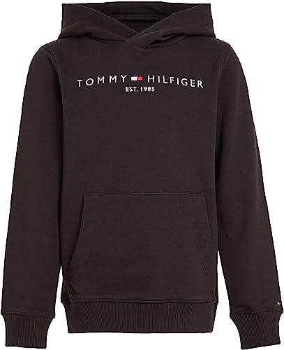 Tommy Hilfiger Bambini Unisex Felpa Essential Hoodie con Cappuccio, Nero (Black), 16 Anni