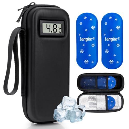 SUNMON Borsa Termica per Insulina con Display della Temperatura – Porta Penne Insulina Da Viaggio con 2 Borsa Del Ghiaccio, 6-8 Ore di Raffreddamento Borsa Termica per Medicinali da Viaggio (Nero)