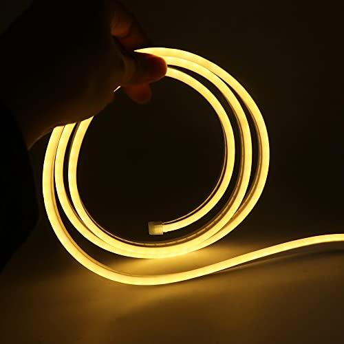XUNATA 3 Metri Bianco Caldo Striscia di Luce al Neon a LED con Interruttore, Alimentazione USB 5V, Luci per tubi in PVC Colorato, IP65 Impermeabile, Flessibile, Taglia a Misura