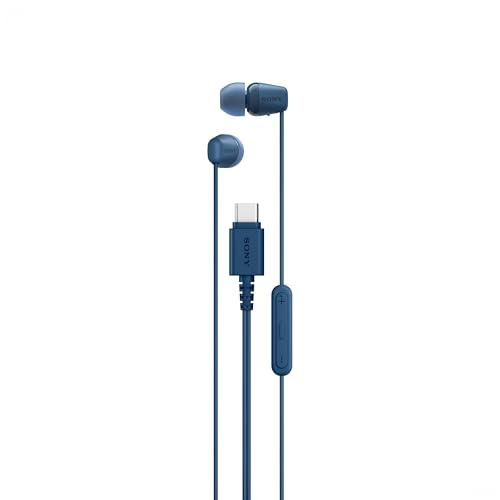 Sony IER-EX15C auricolari con cavo USB-C con microfono – leggeri adatti per Android, iPhone, laptop e PC – Cavo anti-groviglio, suono nitido – Perfetti per i viaggi e l'uso quotidiano – Blu