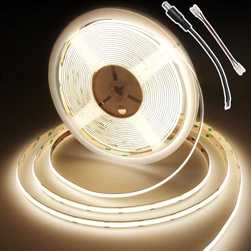 Strascia LED COB 10 Metri, Striscia LED Bianco Naturale con 384LEDs/m, Larghezza 8mm, CRI 90+, Striscia Dimmerabile DC24V per Camera da Letto, Cucina, Specchio (senza alimentazione), 4000K