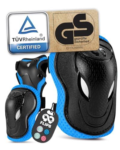 99FLIPS Set di Protezioni Pattini BambinaInliner, Skateboard e Bicicletta - Ginocchiere Bambino, Protezioni Skate, Protezioni Roller Bambina - Protezione Skateboard Bambino - GRIND XS Blu