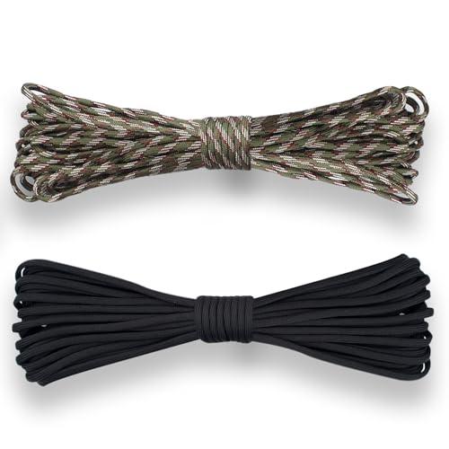 2 Pezzi Paracord 33 ft,Corda da Paracadute 4mm,Cavo Multiuso,2 Colori,Ideale per Il Campeggio,l'outdoor,Intrecciare Braccialetti,Fatto a Mano(7 Fili)