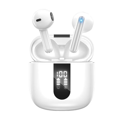 JBES Cuffie Bluetooth, Auricolari Bluetooth 5.4 In Ear Stereo con 4 Microfono ENC, 60 Ore Cuffiette Wireless Cancellazione Rumore, IP5 Auricolare per iPhone e Androide, Earbuds (Bianca neve)
