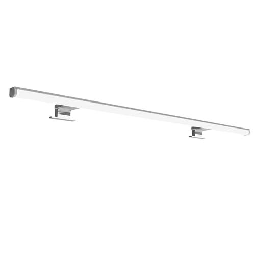 Kalb Lumenia, lampada LED per specchio da bagno, 100 cm, IP44, cromato, montaggio a specchio e armadio, risparmio energetico, antiriflesso, 230 VAC, piedi di montaggio extra stabile (bianco)