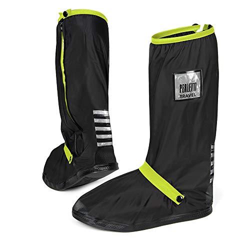 PERLETTI Copriscarpe Impermeabili Alti Neri - Copri Scarpe Catarifrangenti Resistenti e Riutilizzabili con Suola Antiscivolo - Punta e Tallone Rinforzati - Galosce Pioggia Fango (Verde Lime, L 43/45)