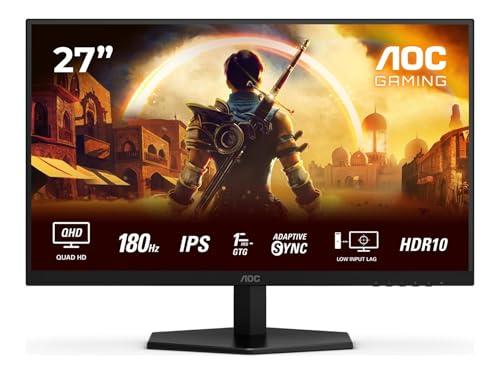 AOC Gaming Q27G42XE Monitor Quad HD da 27 pollici, 180 Hz, 1 ms, FreeSync Prem., G-Sync comp., HDR10 2560x1440, 2x HDMI 2.0, 1x DisplayPort 1.4 nero, 27 pollice QHD, Regolazione altezza - Gsync