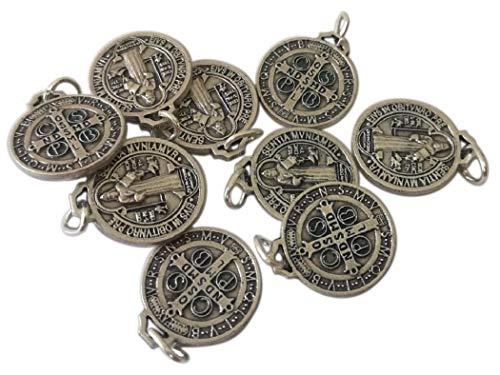 lazzaro italy San Benedetto Medaglia placcata argento - Diametro 1,5 cm - 10 medagliette