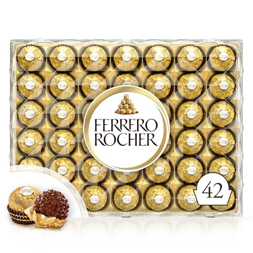 Ferrero Rocher - 42 Specialità al Cioccolato al Latte e Nocciola, Racchiuse in una Elegante Scatola Natalizia, Idea Regalo Natale, Compleanno e Anniversario, Confezione da 525 gr