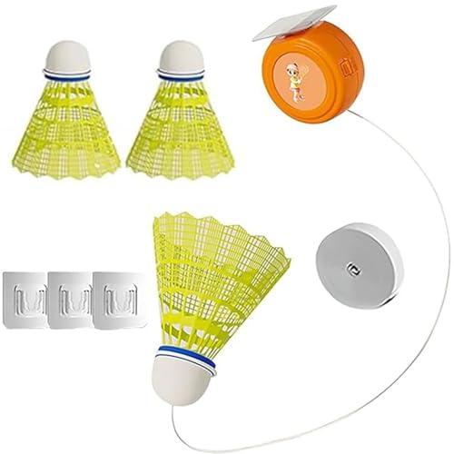 Badminton Rebound Trainer Portatile, Badminton Attrezzo Da Allenamento Da Solo, Badminton Autoapprendimento, Include 3 Volani, Base Telescopica Con Corda, 3 Ganci Senza Tracce, per Parchi, Balconi