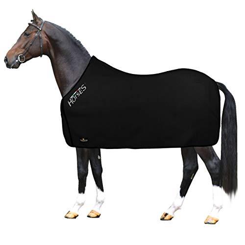 Horses, Coperta per Cavallo in Pile, Modello Basic, Morbida e Comoda, ideale per Trasporto e Dopo Lavoro, Nero 145 cm