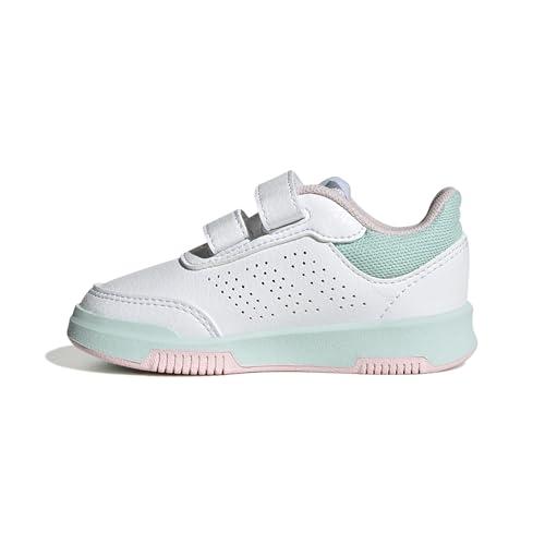 adidas Tensaur Hook And Loop Shoes, Sneaker Unisex - Bimbi 0-24, Ftwr White Semi Flash Aqua Clear Pink, 24 EU