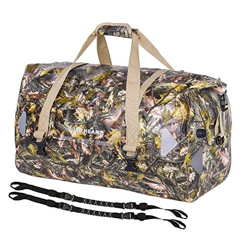 WILD HEART Borsone da Viaggio Impermeabile PVC500D Doppio Fondo Con Corda e Tasca Interna 40L 66L 100L Per Kayak, Campeggio, Canottaggio, Moto (66L, Foglie d'autunno)