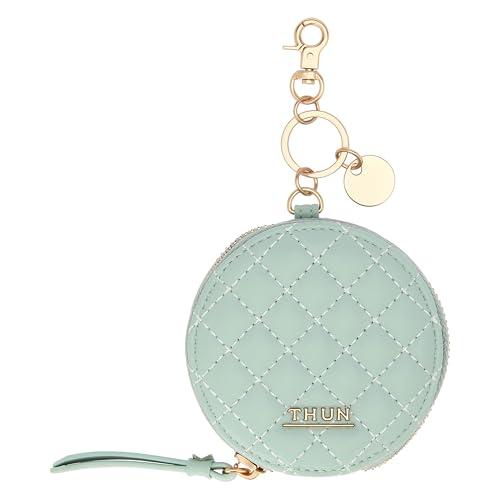 THUN - Portachiavi rotondo con zip, verde - metallo - Collezione Sempre con me - Ø 9 cm, 2 cm