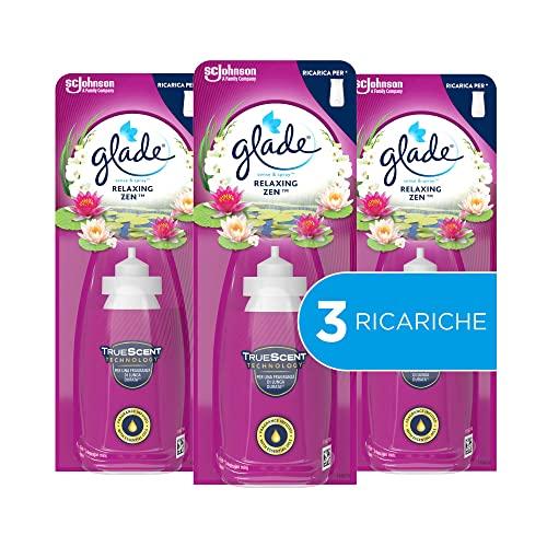 Glade Sense & Spray Profumatore per Ambienti con Oli Essenziali e Sensore di Movimento, Fragranza Relaxing Zen, 3 Ricariche