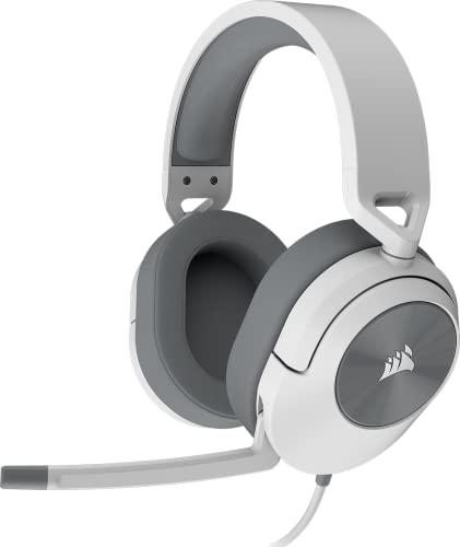 CORSAIR HS55 SURROUND Cuffie da Gioco Cablate Multipiattaforma Leggere - Dolby 7.1 Suono Surround - Compatibili con iCUE - PC, Mac, PS5, PS4, Xbox, Nintendo Switch, Mobile - Bianco