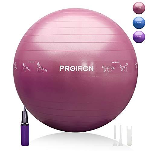 PROIRON Palla Fitness con Pattern di Pose, Fitball 55 cm 65 cm 75 cm con Pompa, Palla per Pilates, Esercizi, Ginnastica e Yoga