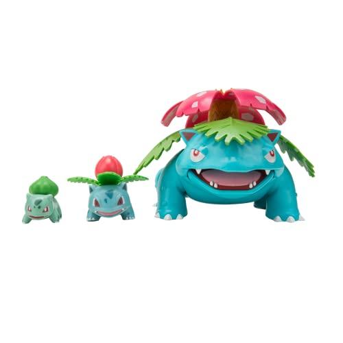 Pokémon PKW2775 Select Evolution - Confezione da 3 statuette da combattimento, Bulbasaur da 5 cm, Ivysaur da 7,6 cm, Venusaur da 30,5 cm, multicolore
