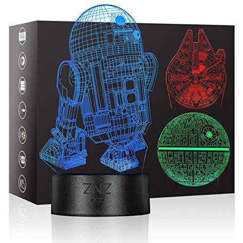 ZNZ Lampada da notte a LED 3D 16 colori Lampada da tavolo a LED dimmerabile con telecomando per bambini, luci 3D Illusioni ottiche Lampada da tavolo per arredamento