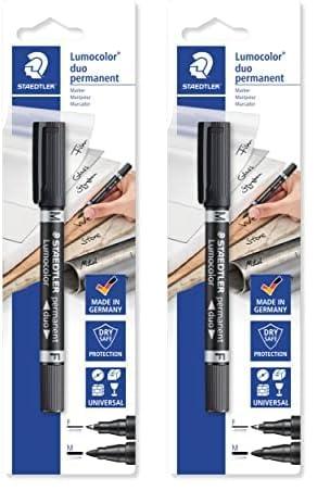 STAEDTLER 348-9 BKD Lumocolor Permanent Duo Pennarello Indelebile Nero a 2 punte (per legno, vetro, plastica, metallo)