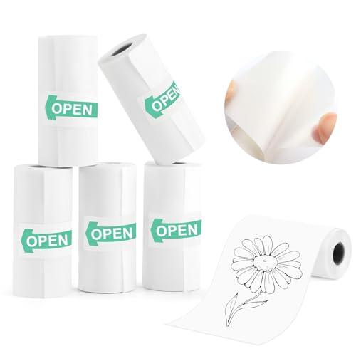 VMUTGA Carta per Stampante Termica, Mini Stampante Fotografica Carta Termica Etichette Adesivo Stampabile Carta Autoadesiva per Bambini Fotocamera Stampante Portatile (55mm*25mm*3M)