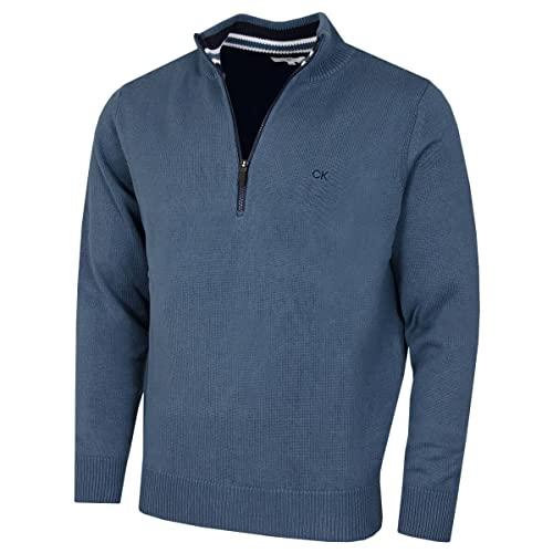 Calvin Klein Chunky Knit - Maglione da golf, da uomo, in cotone, con 1/2 zip, L