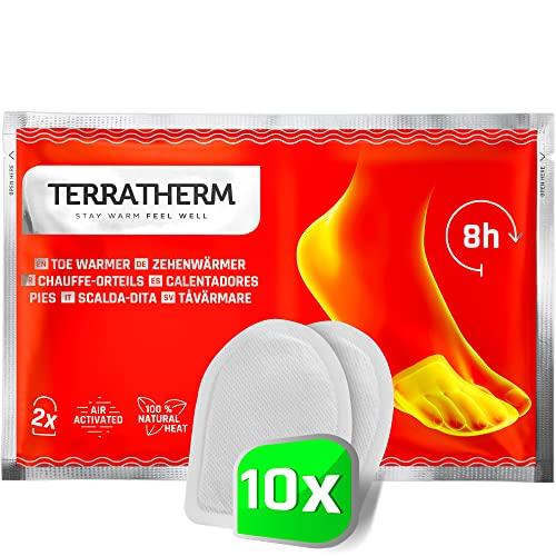 TerraTherm Scaldapiedi Adesivi, 8 Ore di Piedi Caldi, Solette scaldapiedi Adatte a Tutti i Tipi di Scarpe, extrasottili, comode e morbide, Solette riscaldanti e Scaldapiedi Tutto in Uno, 10 Paia