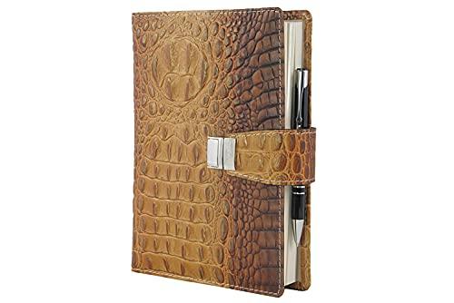 PROGRESSIO Agenda 2025 in vera pelle calendario giornaliero 12 mesi formato B5 (17x24cm) planner a righe - made in italy - bronzo