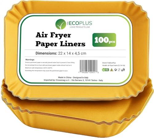 Carta Forno per Friggitrice ad Aria Rettangolare 22x14 cm – BPA Free, Antiaderente, Impermeabile e Resistente al Calore – Carta Pergamena Naturale per Air Fryer, Forno e Microonde