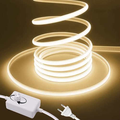 HEGEHE Striscia LED Neon Dimmerabile 220V [22M,Bianco Naturale 4000-4500K],288 LEDs/m Striscia LED Flessibile Impermeabile IP65 Tagliabile FCOB CRI90+,Design DIY,Illuminazione Decorativa per Casa