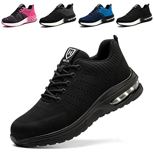 Baofular Scarpe Antinfortunistiche Uomo Donna Leggere Scarpe da Lavoro Comode Scarpe Sicurezza Antiscivolo Traspiranti Nero 44 EU 270